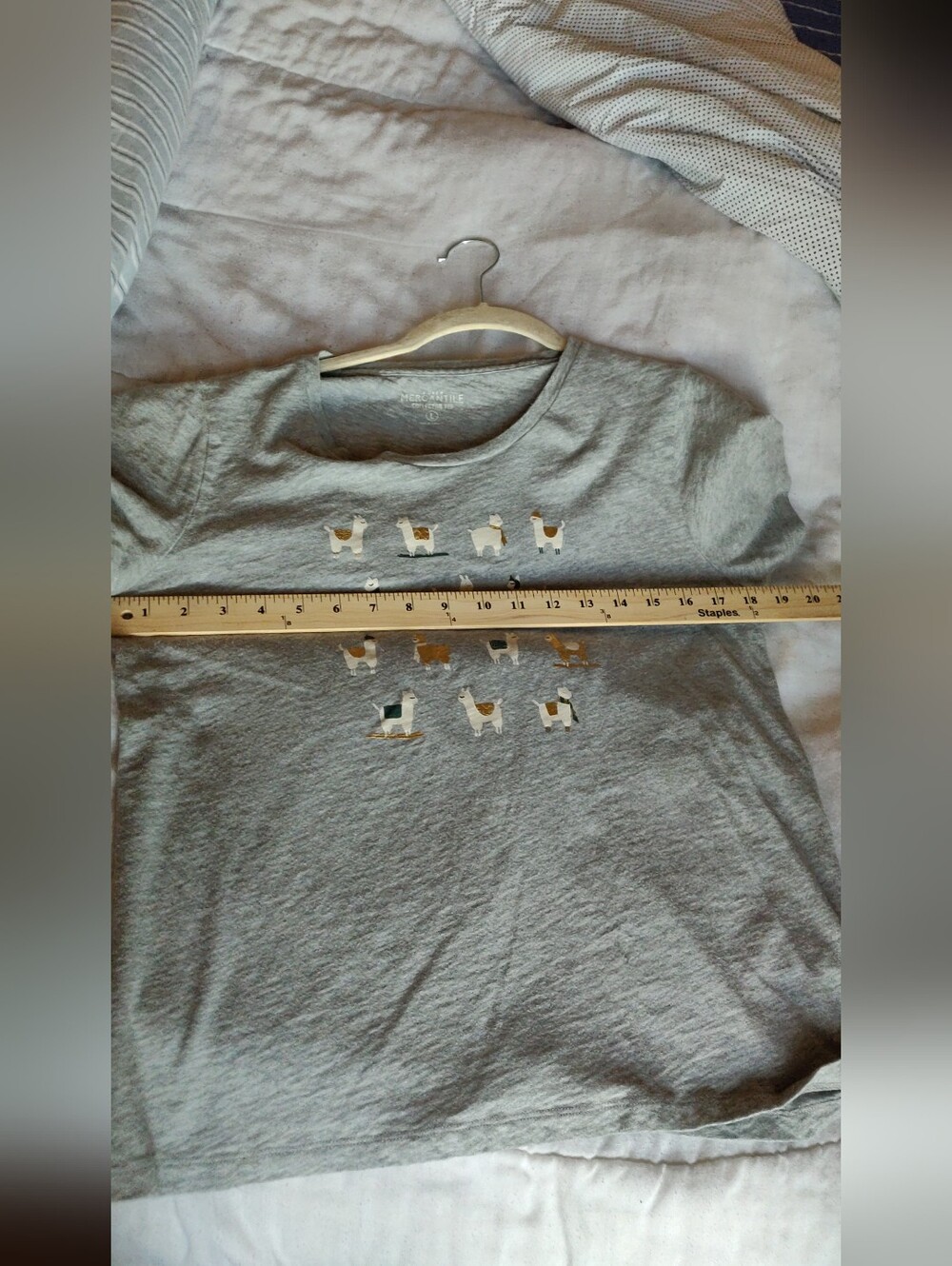 J. Crew Gray Short Sleeve Tee with Llama Print Collectors Addition - Picture 12 of 16